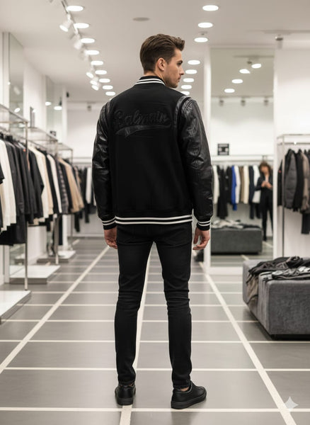 Luxury  Black Bomber Varsity Jacket