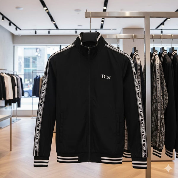 Premium  Brand Signature Track Jacket with Logo Tape Sleeves