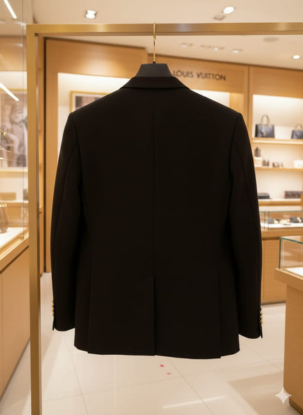 Luxury Black Blazer with Signature Monogram Pocket