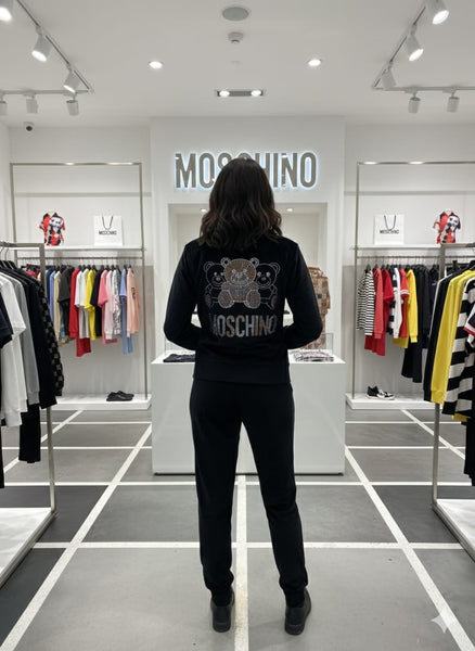 Stylish Black Bear Print Track Set for Women