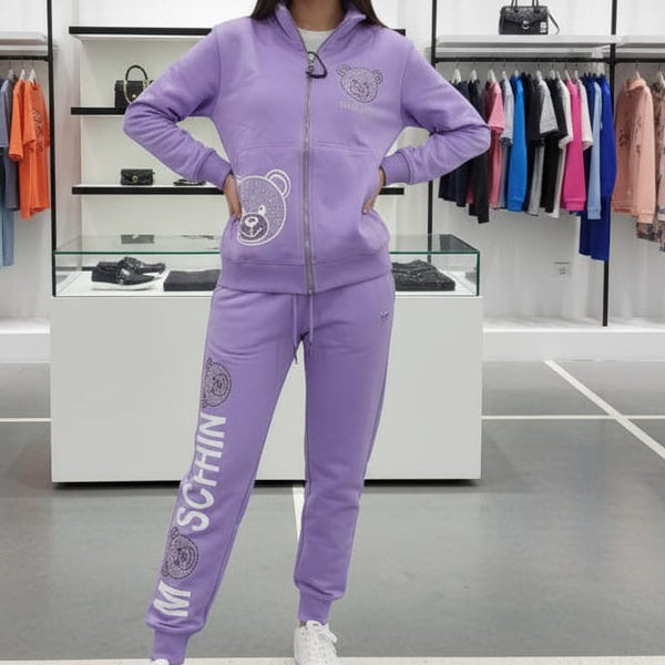 Imported Lavender Zip-Up Tracksuit Trendy & Comfortable