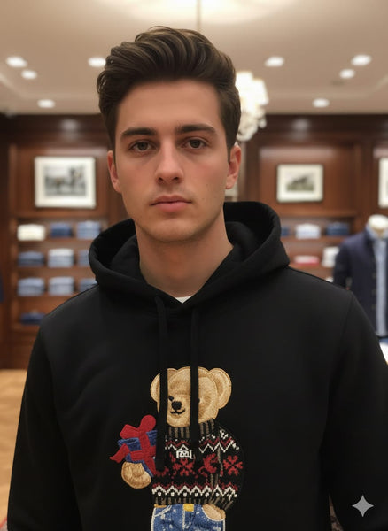 Classic Black Bear Hoodie for Men
