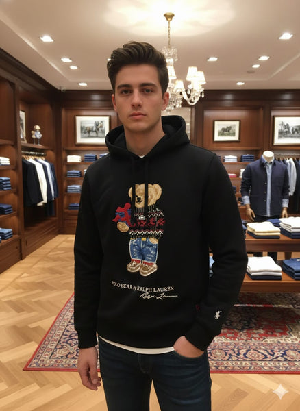 Classic Black Bear Hoodie for Men