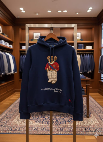 Navy Blue Polo Bear Hoodie  Premium Casual Wear