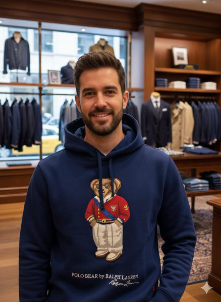 Navy Blue Polo Bear Hoodie  Premium Casual Wear