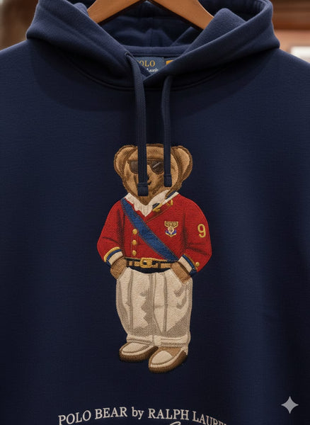 Navy Blue Polo Bear Hoodie  Premium Casual Wear