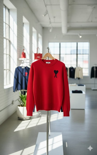 Premium Red Heart Logo Sweater – Cozy & Stylish Winter Wear