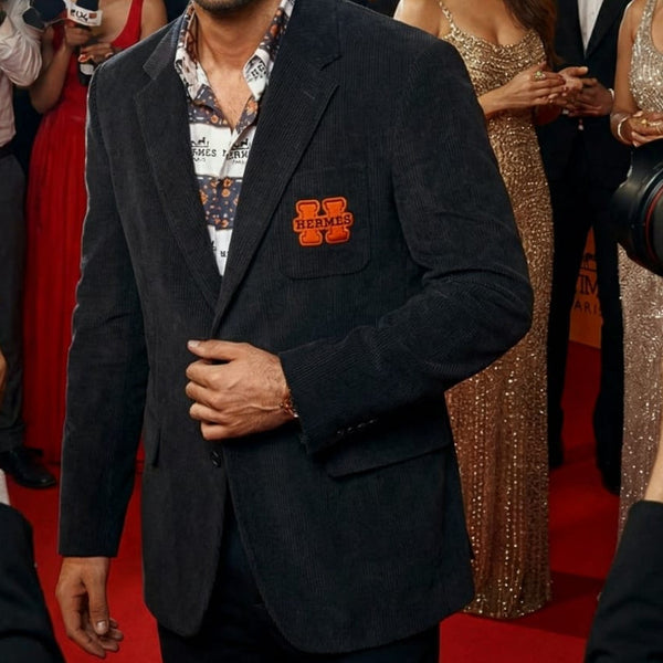 Luxury Brand Tweed Blazer with Signature Logo Patch