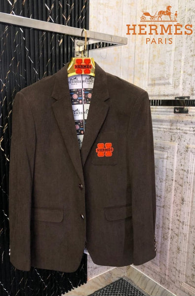 Luxury Brand Tweed Blazer with Signature Logo Patch