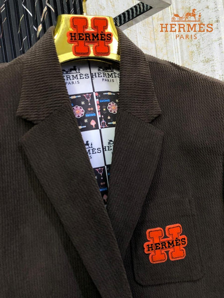 Luxury Brand Tweed Blazer with Signature Logo Patch