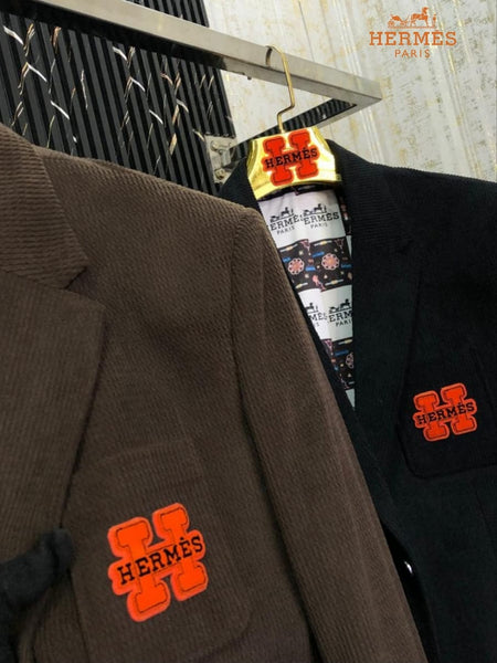 Luxury Brand Tweed Blazer with Signature Logo Patch