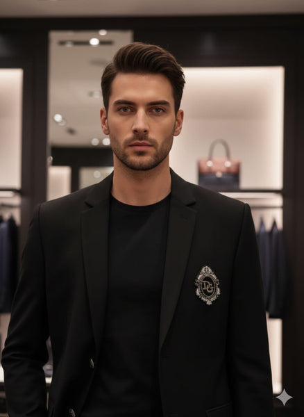 Luxury Brand Black Royal Crest Blazer
