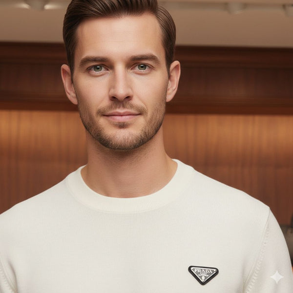 Premium Brand  White Luxury Knit Pullover