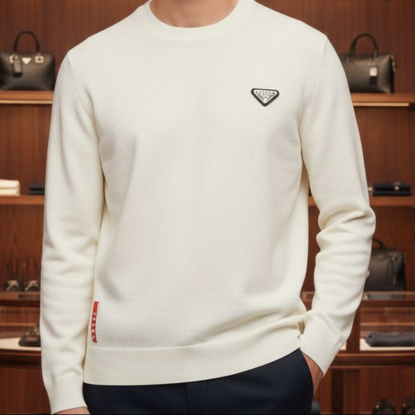 Premium Brand  White Luxury Knit Pullover