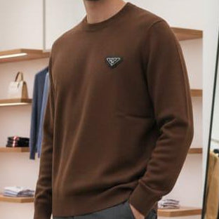 Brown Premium Knit Logo Pullover