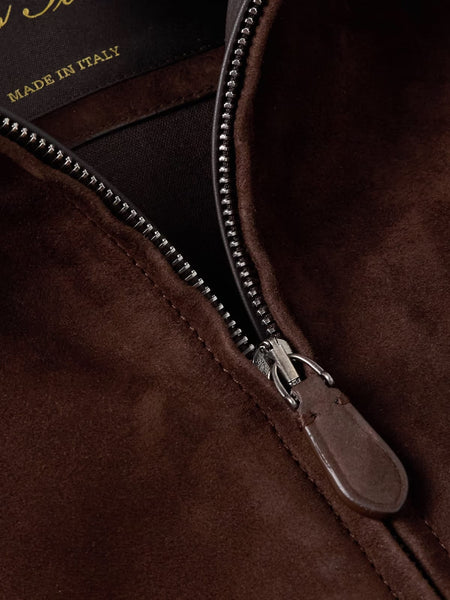 Premium Suede Brown Zip-Up Jacket for Men