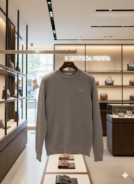 Premium Textured Grey Knit Sweater for Men