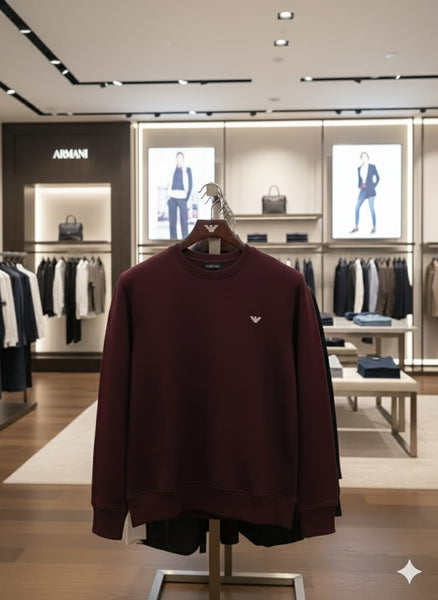 Premium Wine Crewneck Sweatshirt with Iconic Logo