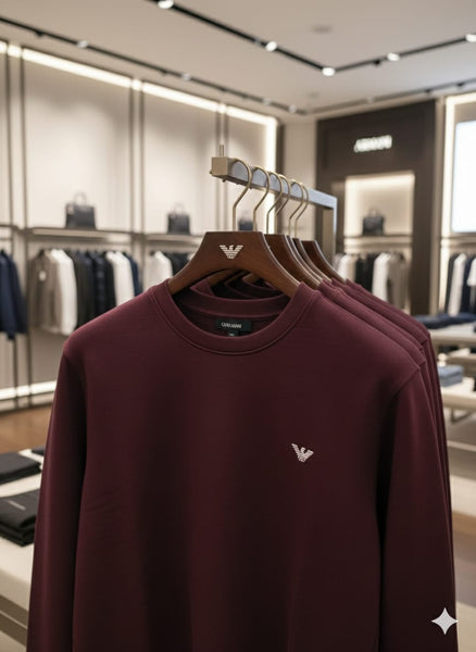 Premium Wine Crewneck Sweatshirt with Iconic Logo