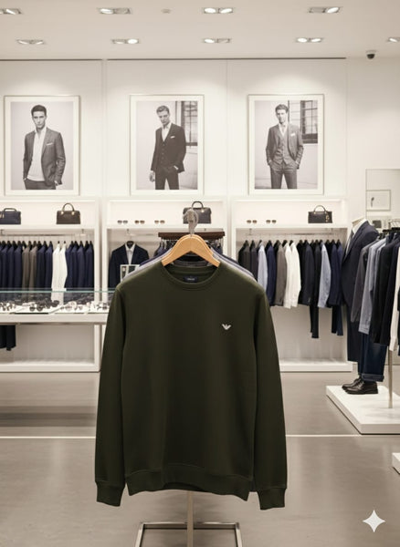 Premium Green Crewneck Sweatshirt with Chest Logo