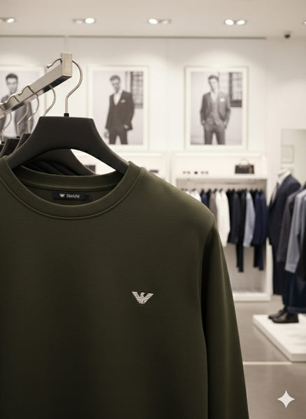 Premium Green Crewneck Sweatshirt with Chest Logo