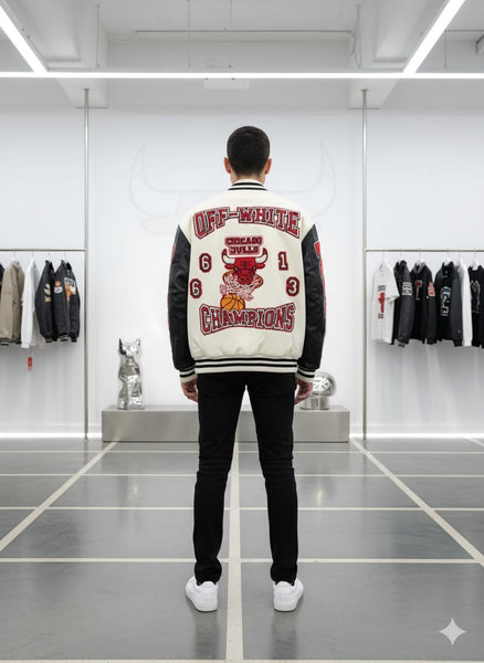 Premium Varsity Jacket with Chicago Bull Patch & Bold Embroidery