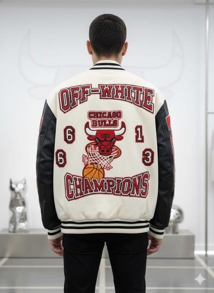 Premium Varsity Jacket with Chicago Bull Patch & Bold Embroidery