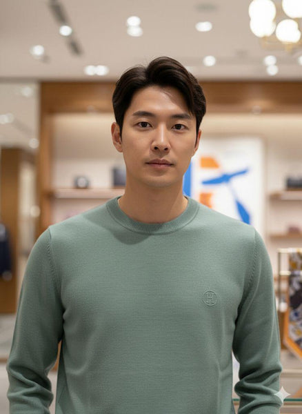 Premium Sage Green Crewneck Pullover for Men