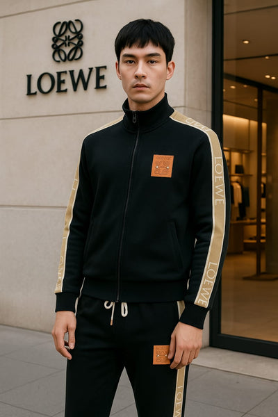 Men’s Luxury Black Tracksuit with Golden Side stripe