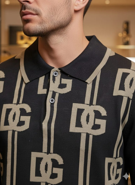 Luxury Black Pullover with Bold D G Logo Design