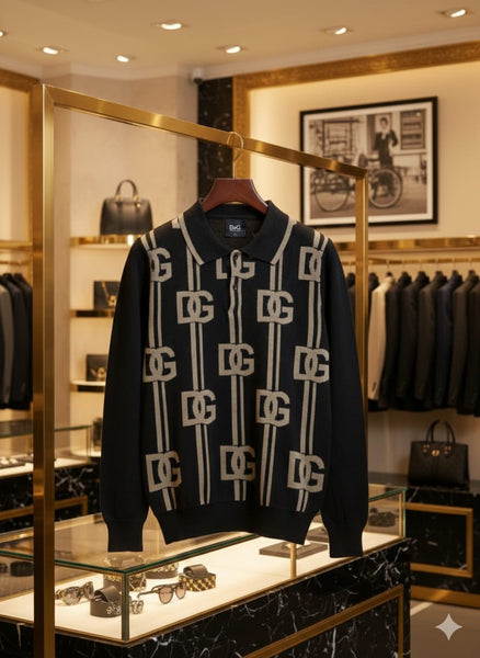 Luxury Black Pullover with Bold D G Logo Design