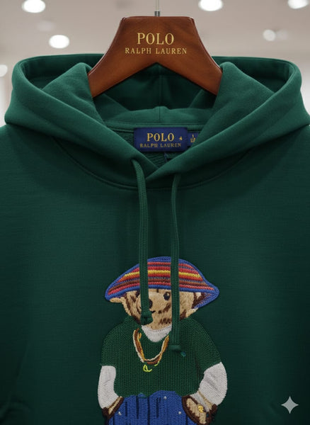 Green Polo Bear Hoodie Stylish & Cozy Casual Wear
