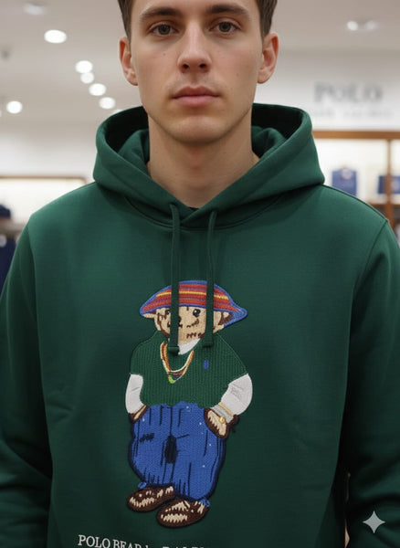 Green Polo Bear Hoodie Stylish & Cozy Casual Wear