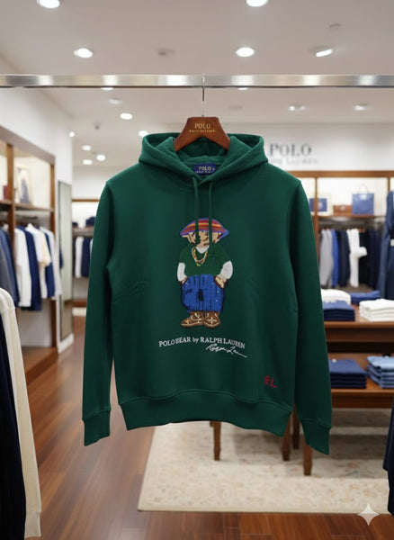 Green Polo Bear Hoodie Stylish & Cozy Casual Wear