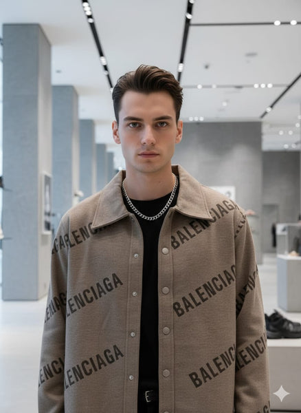 Luxury Brand  Beige Logo-Print Premium Shirt