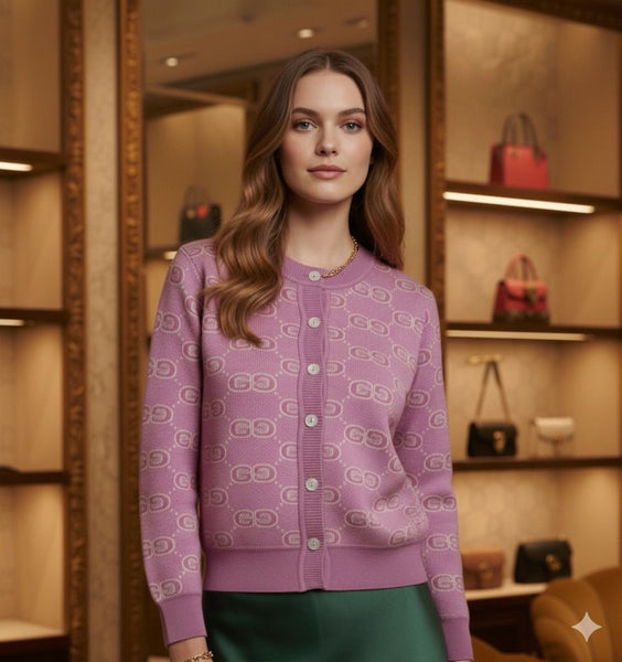 Women Luxury Soft Knit Patterned Cardigan