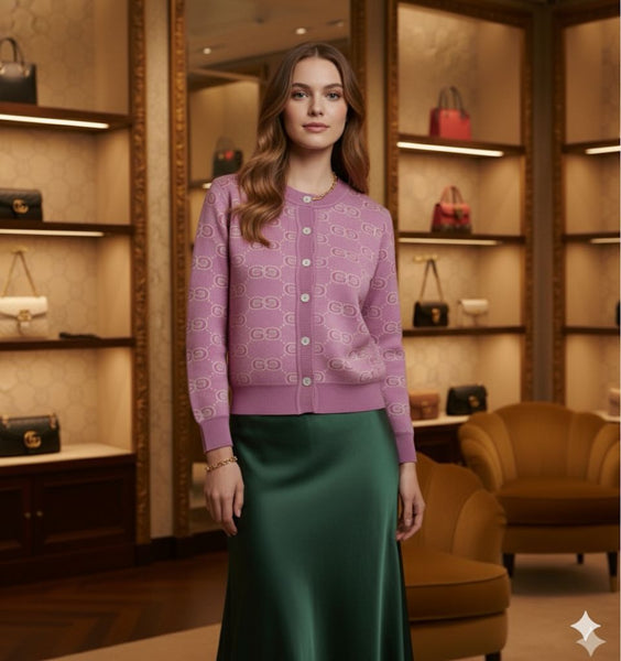 Women Luxury Soft Knit Patterned Cardigan