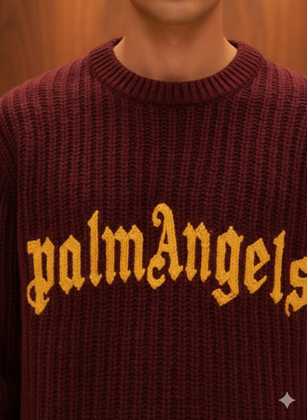Burgundy Logo Knit Sweater Premium Streetwear Essential