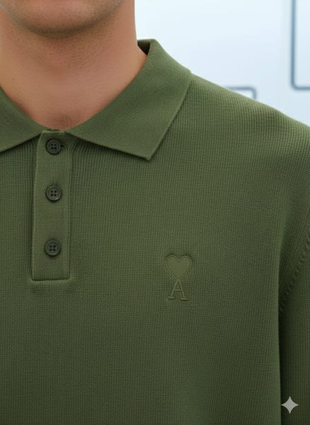 Imported Brand Green  Polo Knit  Minimal & Premium Everyday Wear Pullover