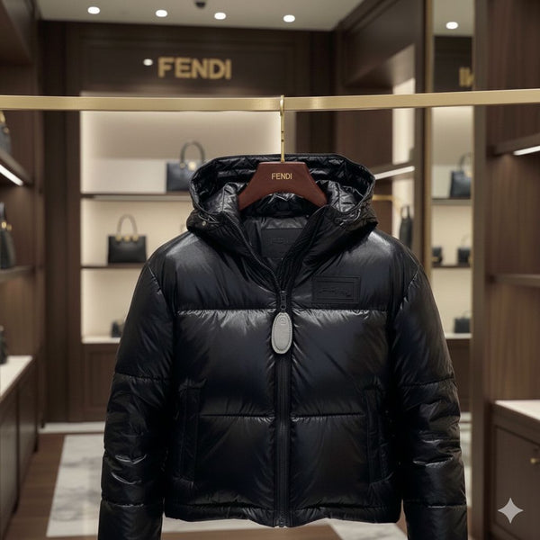 Black Glossy Puffer Jacket Luxury Warmth with Modern Style