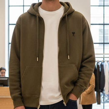 Imported Brand Olive Green Zip-Up Hoodie