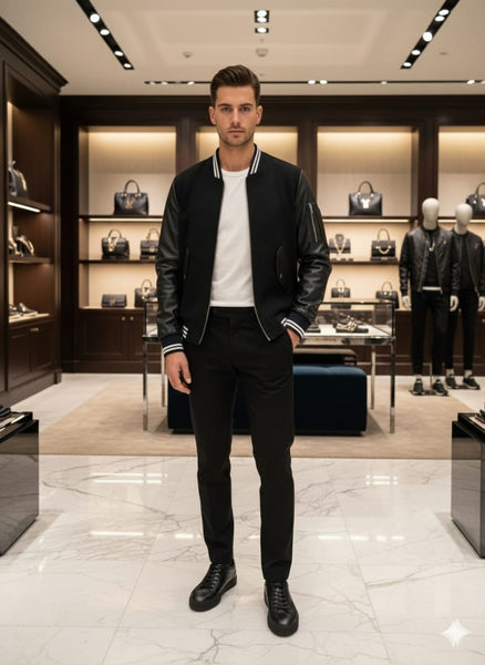 Elegant Imported Brand  Black Jacket with Embossed Designer Pattern