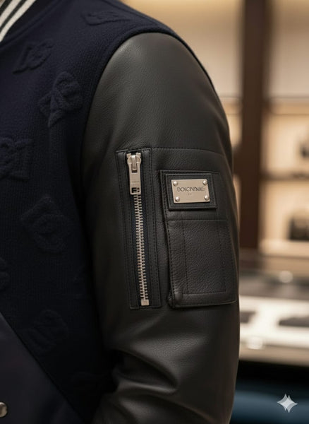 Elegant Imported Brand  Black Jacket with Embossed Designer Pattern