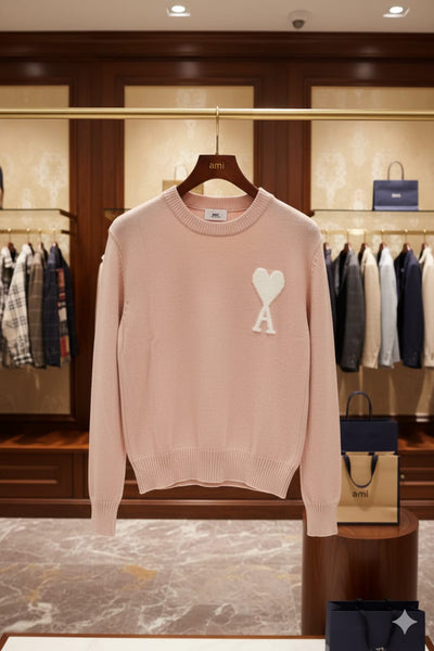 Luxury Crewneck Sweater with Heart Logo  Bold Contemporary Style
