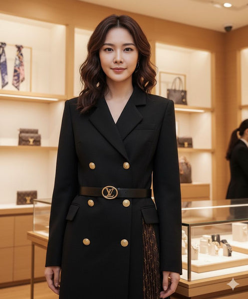 Luxury Pleated Color Block Black Belted Jacket One Piece