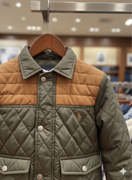 Stylish Quilted Olive & Brown Jacket for a Classic Outdoor Look