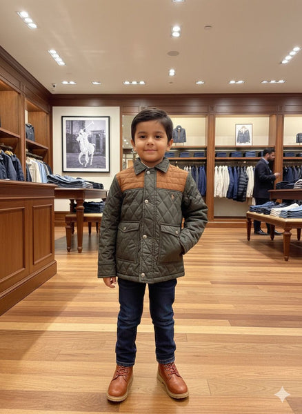 Stylish Quilted Olive & Brown Jacket for a Classic Outdoor Look