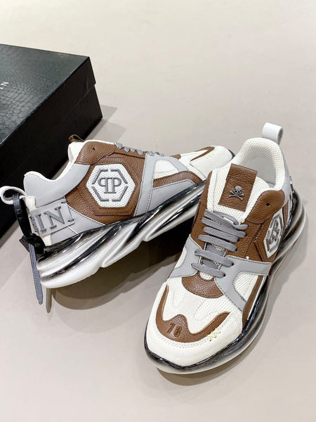 Chunky Brown & White Sneakers Luxury Premium Trainer
