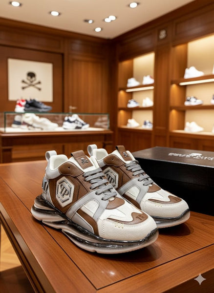 Chunky Brown & White Sneakers Luxury Premium Trainer