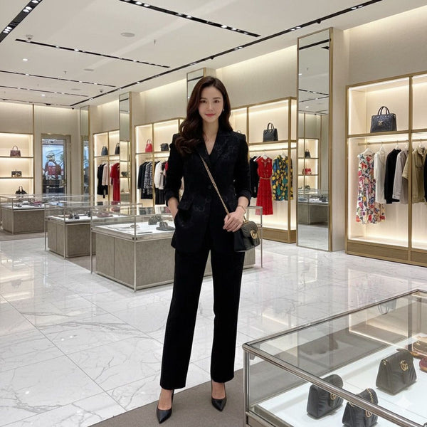 Luxury  Black Monogram Suit Set – Elegant Premium Women’s Formal Wear